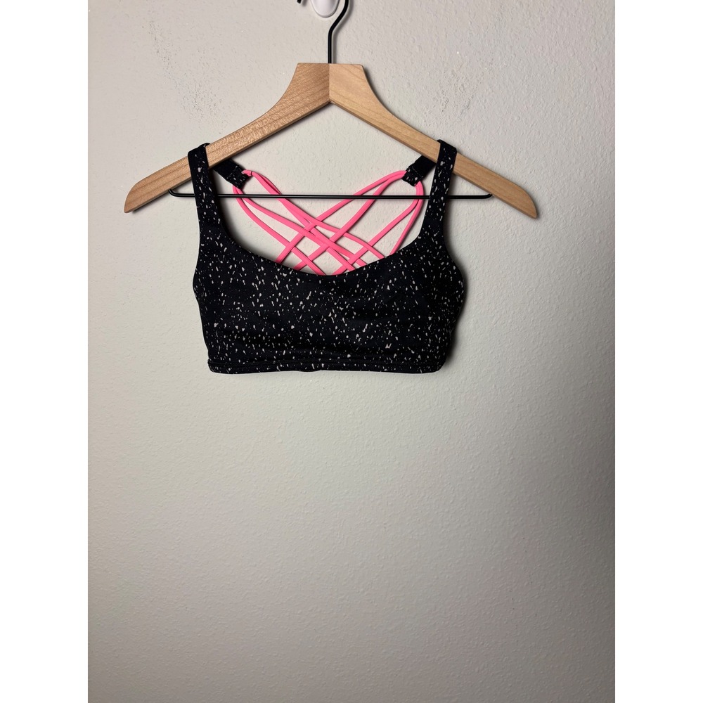 Lululemon Free To Be Bra Wild Butterfly Texture Black White Flash Light Size 6